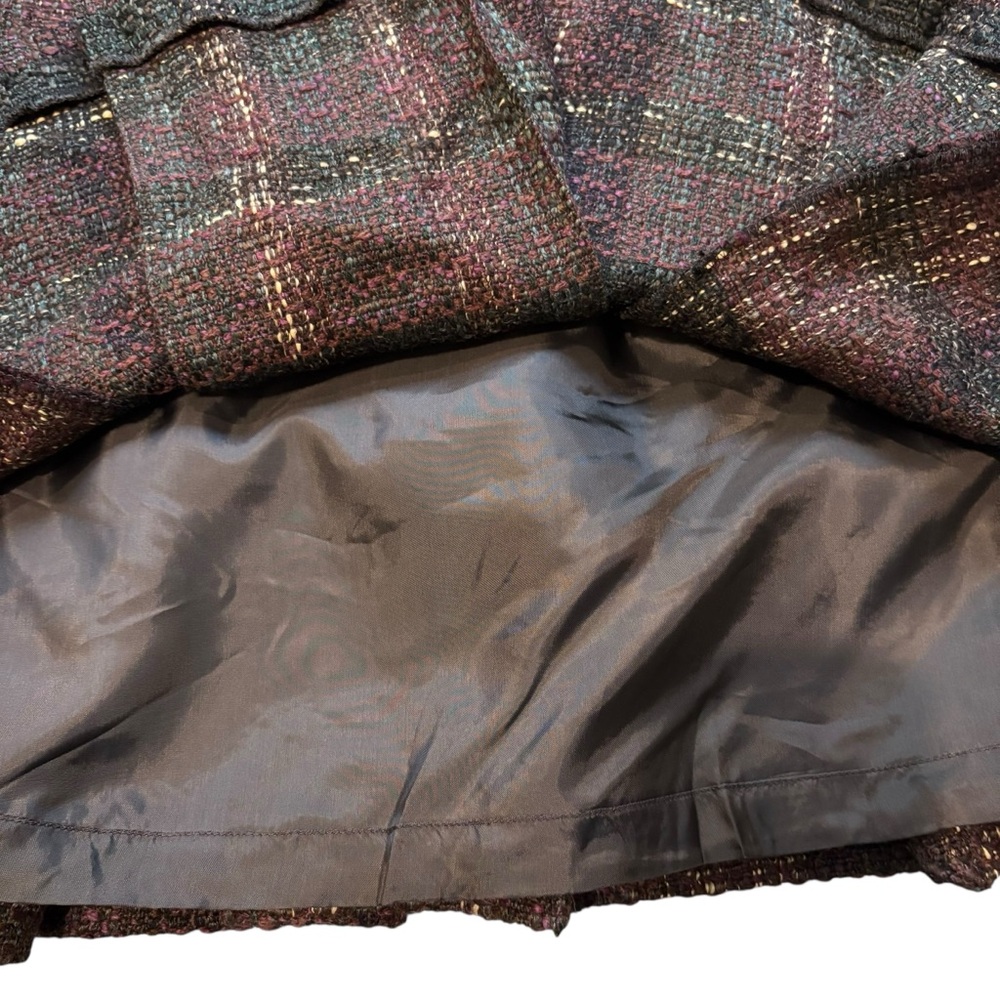 Akris Punto Multicolor Double Pleat Tweed Wool Blend Skirt, Sz 6 - Picture 9 of 13